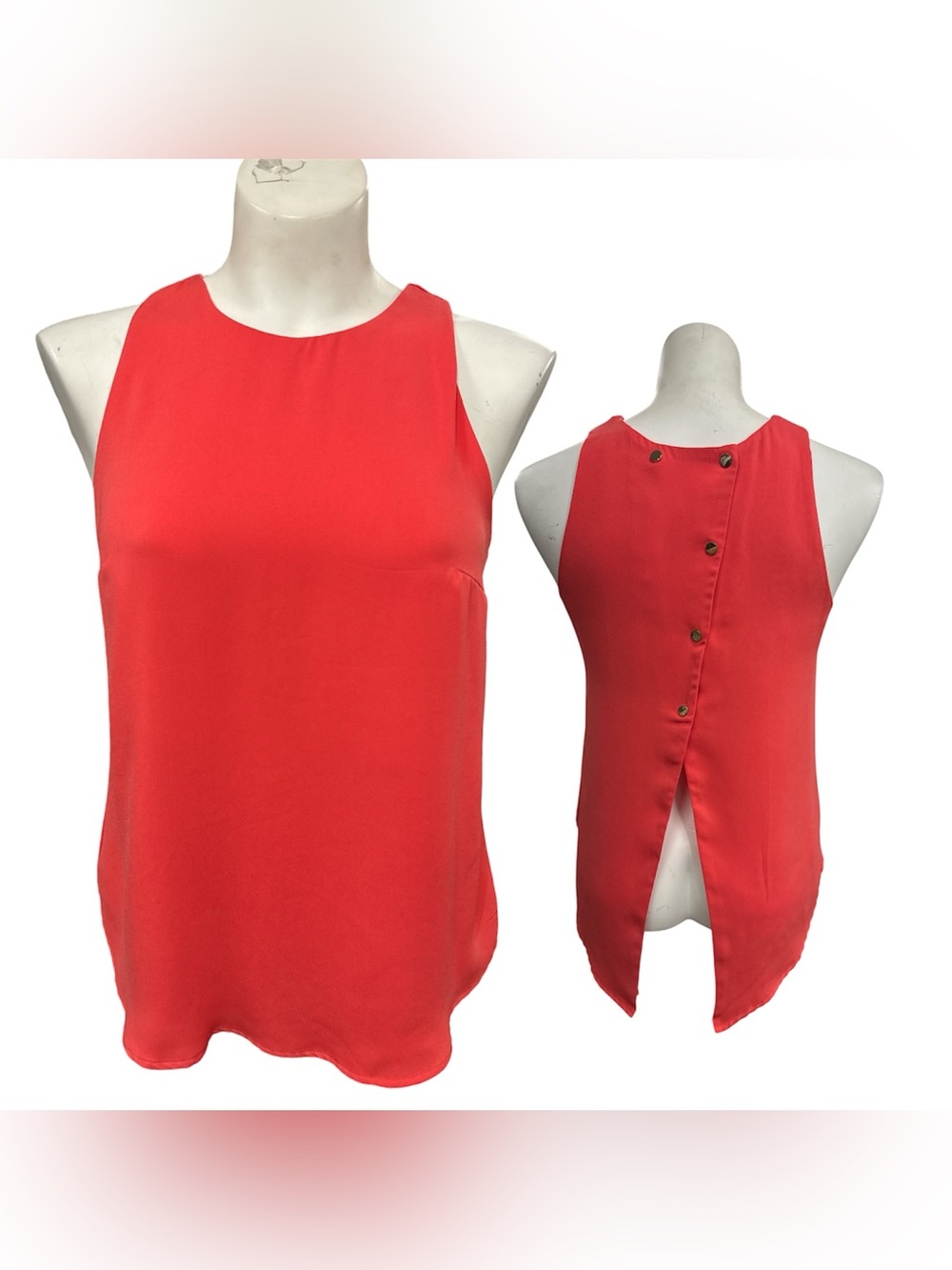 Dynamite Coral-Red Sleeveless Button-Back Camisole Size S